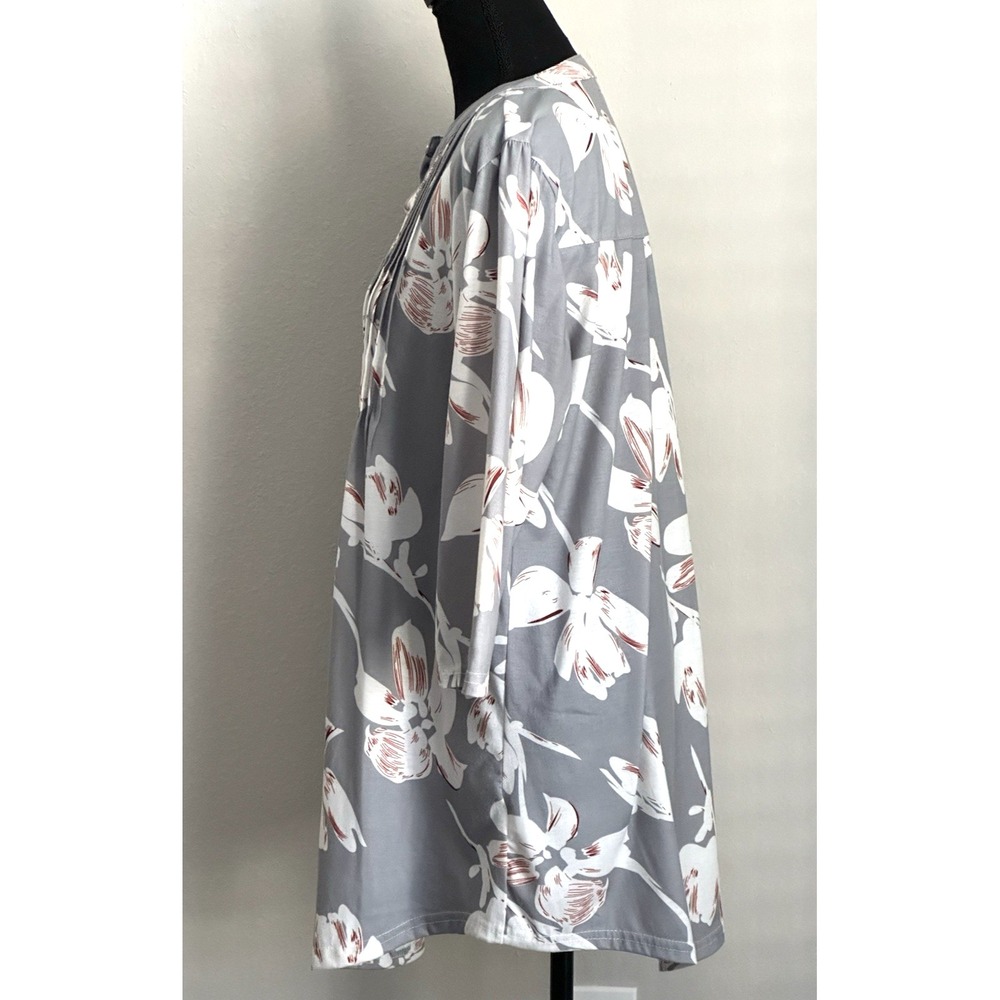 Reborn Women's Tunic/Dress Gray with Florals Size (L) - Picture 15 of 16
